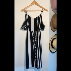 Cotton On Black cold shoulder striped dress